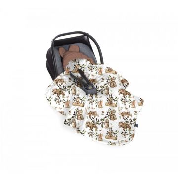 Paturica universala pentru scoica auto Bumbac Catifea , Happy Bear Cappucino