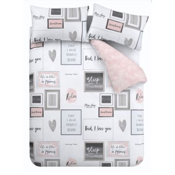 Lenjerie de pat alb-roz pentru pat dublu 200x200 cm Sleep Dreams – Catherine Lansfield