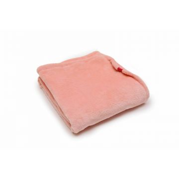 Paturica pufoasa de plus roz, din polyester, 120x150 cm