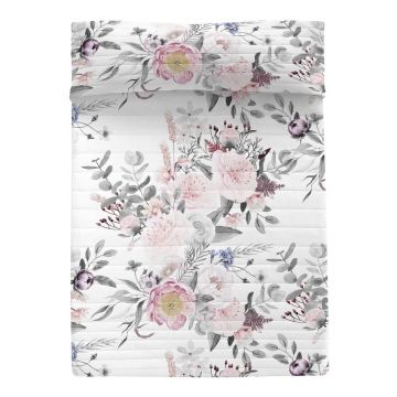 Cuvertură alb-roz matlasată din bumbac 240x260 cm Delicate bouquet – Happy Friday