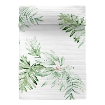 Cuvertură alb-verde matlasată din bumbac 180x260 cm Delicate – Happy Friday