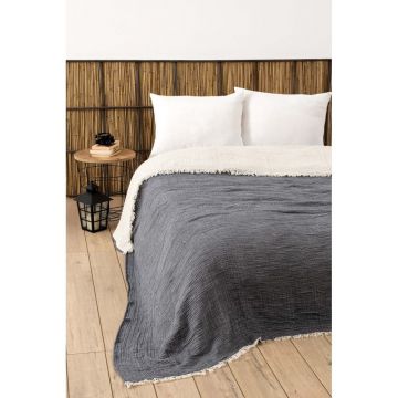 Cuvertură gri închis din muselină pentru pat dublu 230x250 cm – Mijolnir