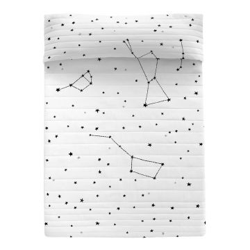 Cuvertură neagră-albă matlasată din bumbac 180x260 cm Constellation – Blanc