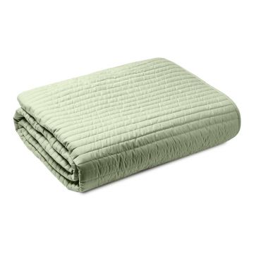 Cuvertură verde matlasată pentru pat dublu 220x230 cm Quilted Lines – Bianca