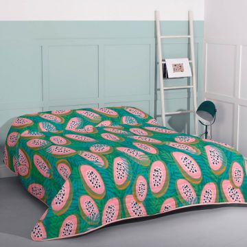 Cuvertură verde-roz matlasată 270x260 cm Papaya – Aware