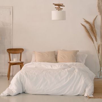 Husă de pilotă albă din bumbac pentru pat dublu 200x200 cm Basic – Happy Friday