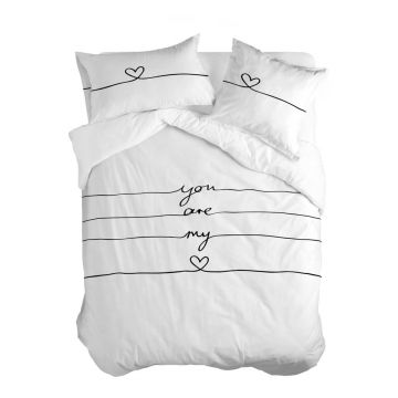 Husă de pilotă albă din bumbac pentru pat dublu 200x200 cm My love – Blanc