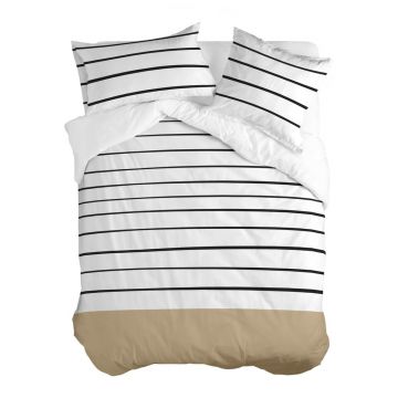 Husă de pilotă neagră-albă/maro din bumbac pentru pat de o persoană 140x200 cm Blush sand – Blanc