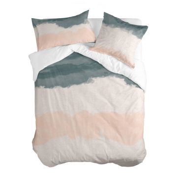 Husă de pilotă roz/gri din bumbac pentru pat dublu 200x200 cm Seaside – Blanc