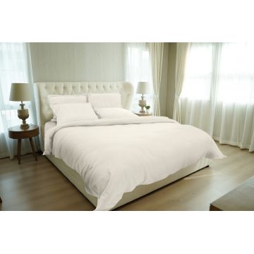 Lenjerie de pat, 2 persoane, 100% Bambus, 6 piese, 200x220 cm, Ivory
