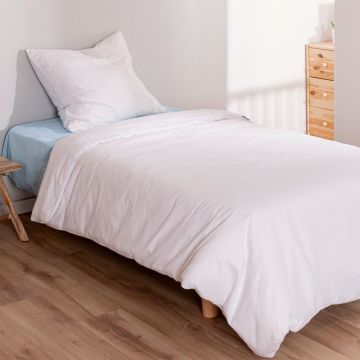 Lenjerie de pat albă/albastră din bumbac pentru pat de o persoană 140x200 cm Essential – Happy Friday