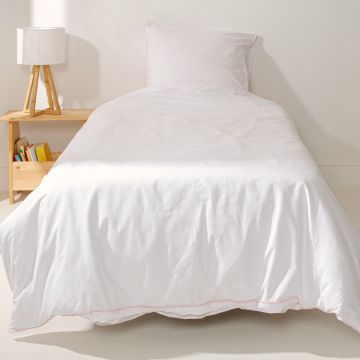 Lenjerie de pat albă/roz din bumbac pentru pat de o persoană 140x200 cm Essential – Happy Friday