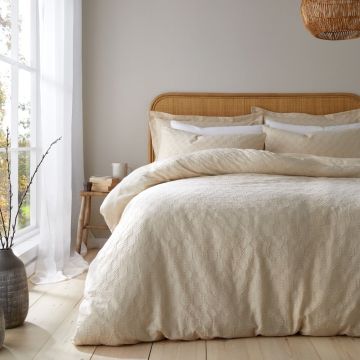 Lenjerie de pat bej din bumbac pentru pat dublu 200x200 cm – Bianca
