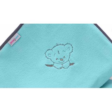 Paturica pufoasa pentru copii Premium Retro Bear Mint 75x100 cm