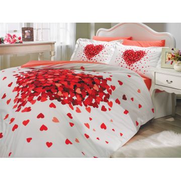 Set Lenjerie de pat double, Roșu, 220x200 cm