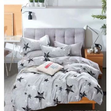 Lenjerie De Pat 1 Persoana, Gray with stars