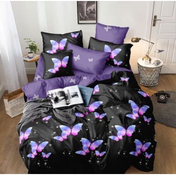 Lenjerie De Pat 1 Persoana, Purple butterflies