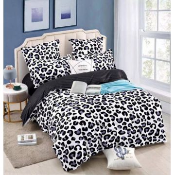 Lenjerie Din Bumbac Tip Finet 6 Piese Pentru Pat Dublu, Animal Print