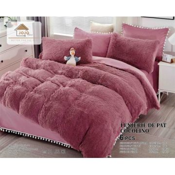 Lenjerie pat super pufoasa COCOLINO Fluffy 6 Piese, Roz