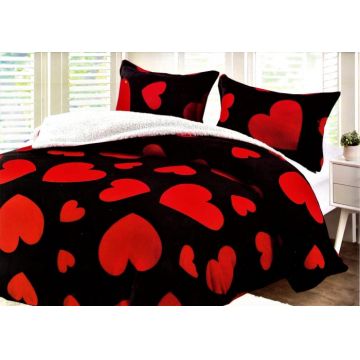 Pilota Cocolino Cu Blanita 200x230 + 2 Fete De Perna 50x70, Red Hearts