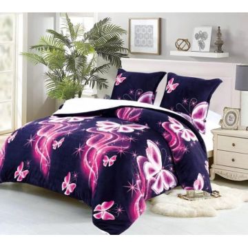 Pilota Cocolino Cu Blanita 200x230 + 2 Fete De Perna 70x70, Purple butterfly