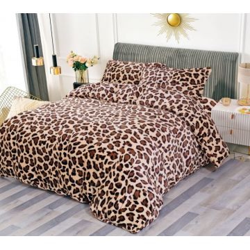 Set Lenjerie Cocolino Cu Elastic, 4 Piese, Pat 2 Persoane - Leopard