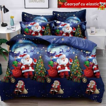 Set Lenjerie De Pat Craciun Cu Elastic 6 Piese Pat 2 Persoane, Christmas Collection