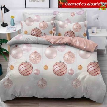 Set Lenjerie De Pat Craciun Cu Elastic 6 Piese Pat 2 Persoane, Christmas Collection