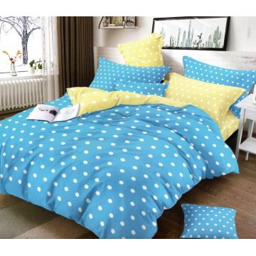 Set Pilota Microfibra Cu 2 Fete, Bleu yellow dots