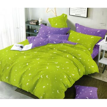 Set Pilota Microfibra Cu 2 Fete, Green violet moons