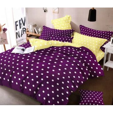 Set Pilota Microfibra Cu 2 Fete, Purple yellow dots