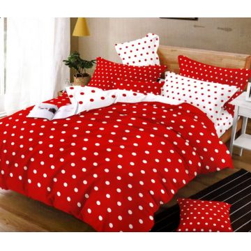 Set Pilota Microfibra Cu 2 Fete, Red white dots