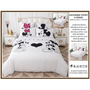 Lenjerie De Pat Finet Premium Pat Dublu - Minnie Mickey In Love