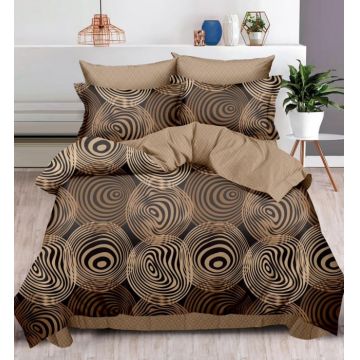 Lenjerie Din Bumbac Tip Finet 6 Piese Pentru Pat Dublu - Brown Pattern