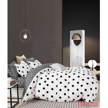 Lenjerie Pat Dublu, Bumbac Finet, 6 Piese - Black Dots