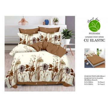 Lenjerie Pat Dublu, Bumbac Finet, 6 Piese, CU ELASTIC - Papadii