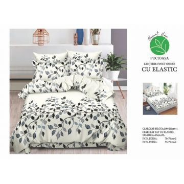 Lenjerie Pat Dublu, Bumbac Finet, 6 Piese, CU ELASTIC - Ramuri