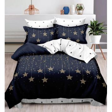 Lenjerie Pat Dublu, Bumbac Finet, 6 Piese, CU ELASTIC - Stele Cazatoare