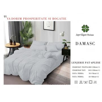 Lenjerie pat dublu Premium Damasc - Gri Deschis