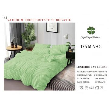 Lenjerie pat dublu Premium Damasc - Verde