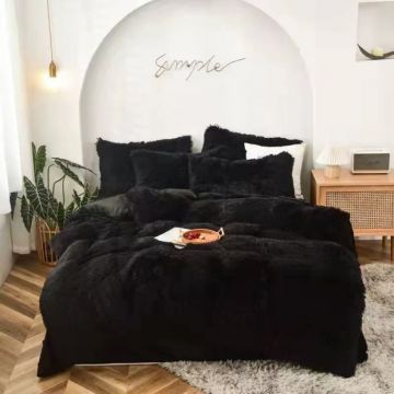 Lenjerie pat super pufoasa COCOLINO Fluffy 6 Piese - Black