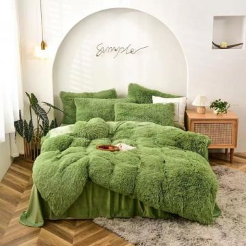 Lenjerie pat super pufoasa COCOLINO Fluffy 6 Piese CU ELASTIC - Verde