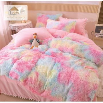 Lenjerie pat super pufoasa COCOLINO Fluffy 6 Piese - Nuante Roz Multicolor