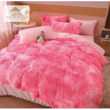 Lenjerie pat super pufoasa COCOLINO Fluffy 6 Piese - Roz Aprins Multicolor