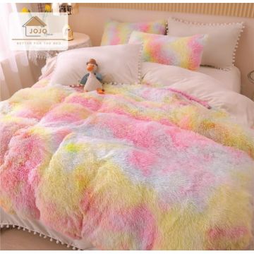 Lenjerie pat super pufoasa COCOLINO Fluffy 6 Piese - Roz Multicolor