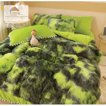 Lenjerie pat super pufoasa COCOLINO Fluffy 6 Piese - Verde Multicolor