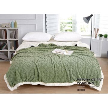 Patura Cocolino Tip Tricotaj Cu Blanita 200x230cm - Verde