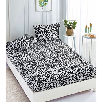 Husa de pat cu elastic cocolino + 2 Fete de Perna, White Leopard