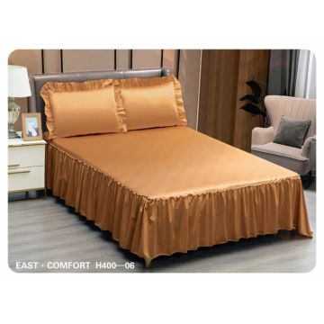 Husa Pat din Satin cu Volanase + 2 Fete de Perna, Hazzel