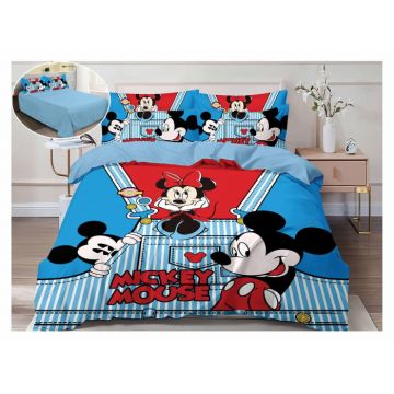 Lenjerie Pat Dublu, Bumbac Finet, 6 piese, IDENTIC CU POZA - Mickey Mouse Minnie